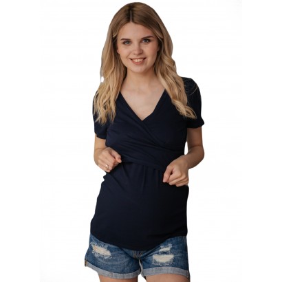 Футболка  для кормления с V-образным секретом Черная